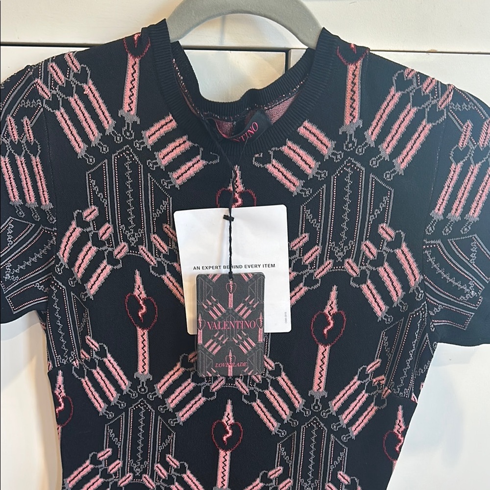 Valentino Black and Pink Women's Sweater Dress